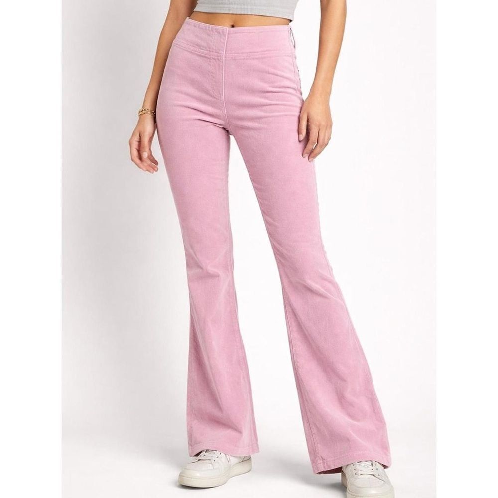Free People Pink Velour Flare Pants Size S